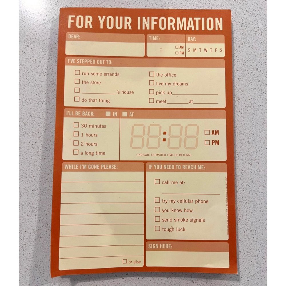 Knock Knock FYI Notepad